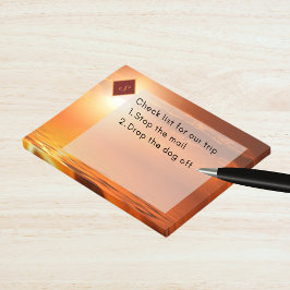 Monogram Sunset Oranje Golden Sky Zee Gold Post-it® Notes