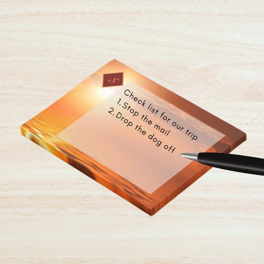 Monogram Sunset Oranje Golden Sky Zee Gold Post-it® Notes