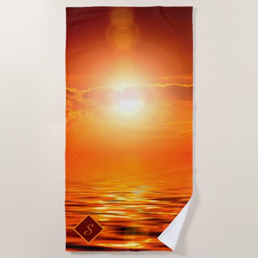 Monogram Sunset Oranje Golden Sky Zee Gold Strandlaken (Voorkant)