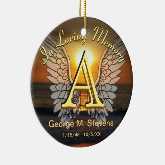 Monogram Sunset/Sunrise Memorial Keramisch Ornament (Rechts)