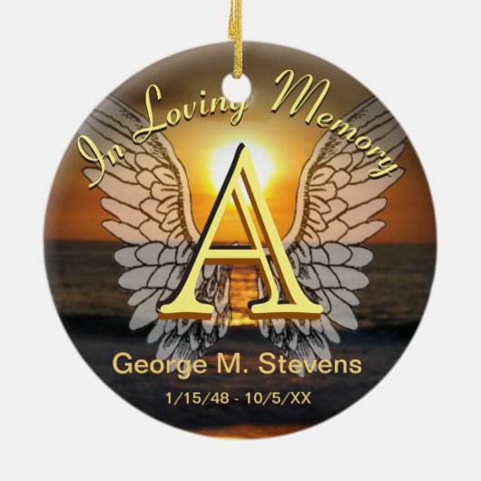 Monogram Sunset/Sunrise Memorial Keramisch Ornament (Achterkant)