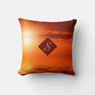Monogram Sunset Yellow Scene Zee Gold Sky Beach Kussen
