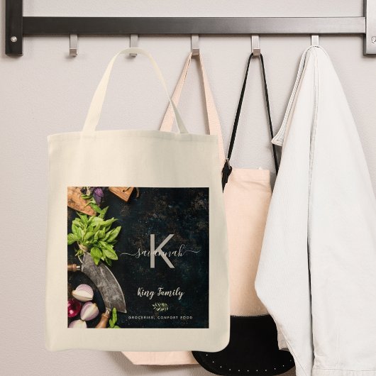 Monogram superieure voedselkookinstallaties tote bag