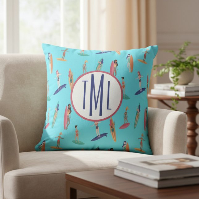 Monogram Surf en Strand Huis Decoratie Kussen (Creator heeft geüpload)