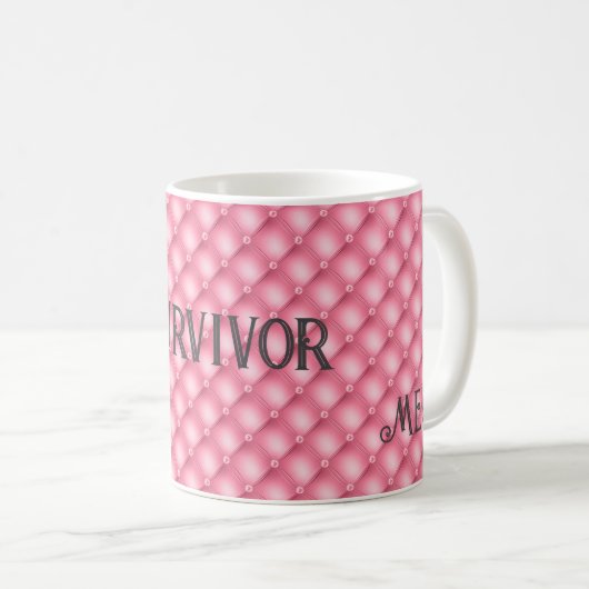 Monogram & Survivor, Roze Tufted Patroon 11oz Koffiemok (Voorkant rechts)