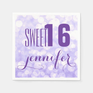 Monogram Sweet 16-Lavender Glitter & Sparkles Servet