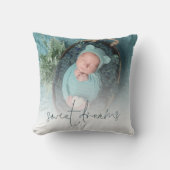 Monogram Sweet Dreams Baby Foto Turquoise Kussen (Voorkant)