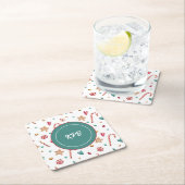 Monogram Sweet Snoep Patroon Vierkant Papier Onder Kartonnen Onderzetters (Insitu)