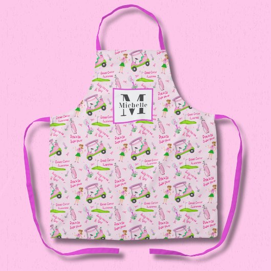 Monogram Swing Roze Golfer Borstkanker Bewustzijn Schort