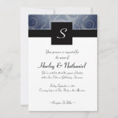 Monogram Swirls Bruiloft Kaart (Voorkant)