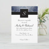 Monogram Swirls Bruiloft Kaart (Staand voorkant)