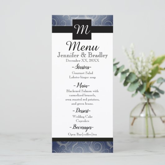 Monogram Swirls Menu (Staand voorkant)