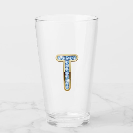 Monogram T - 16 oz glas (Voorkant)