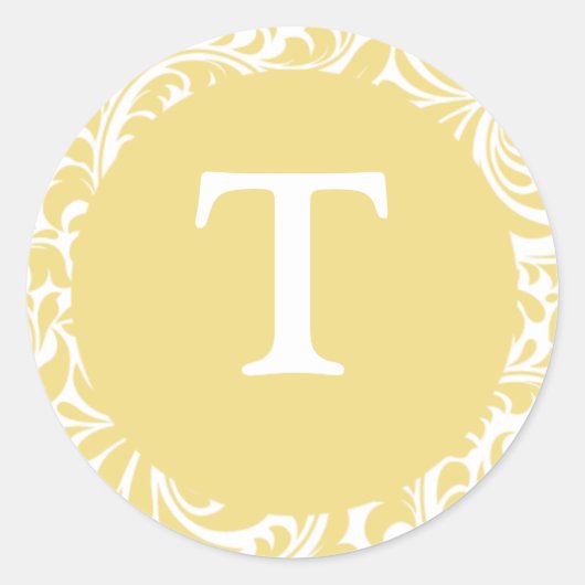 Monogram T Antiek gouden  bruiloft Ronde Sticker (Voorkant)