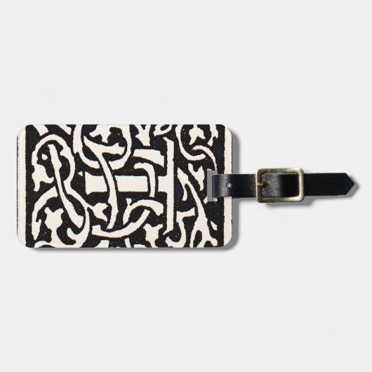 Monogram T Art Nouveau Letter Bagagelabel (Voorkant horizontaal)