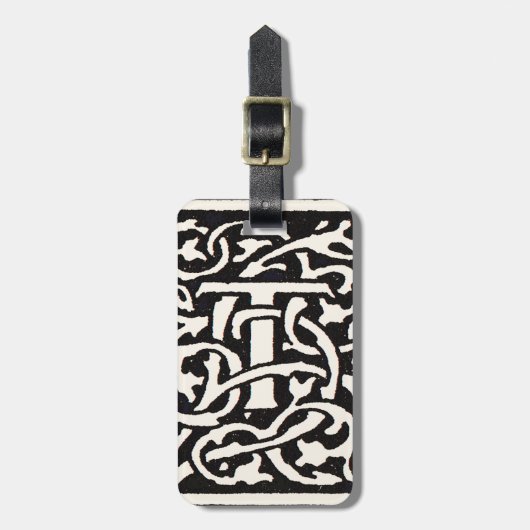  Monogram T Art Nouveau Letter Bagagelabel (Voorkant verticaal)