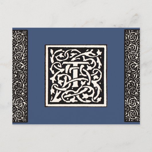  Monogram T Art Nouveau Letter Briefkaart (Voorkant)