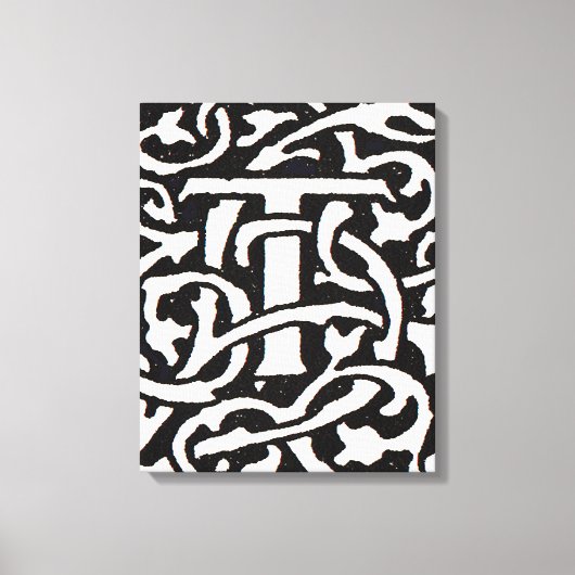  Monogram T Art Nouveau Letter Canvas Afdruk (Voorkant)