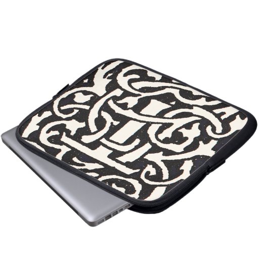  Monogram T Art Nouveau Letter Laptop Sleeve (Voorkant onderkant)