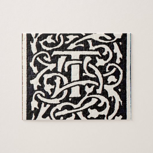  Monogram T Art Nouveau Letter Legpuzzel (Horizontaal)