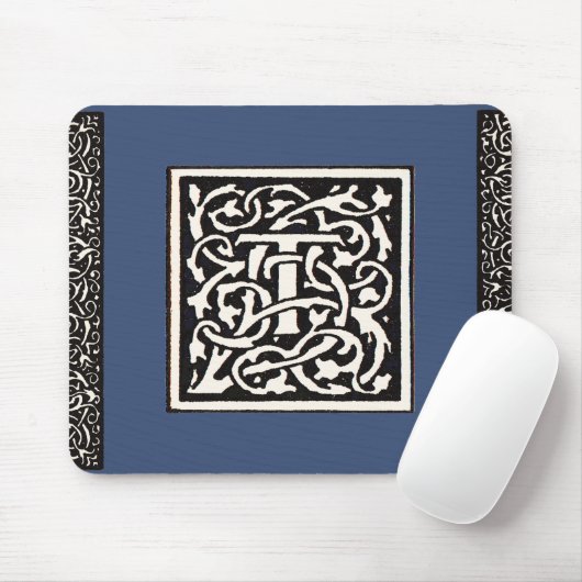 Monogram T Art Nouveau Letter Muismat (Met muis)