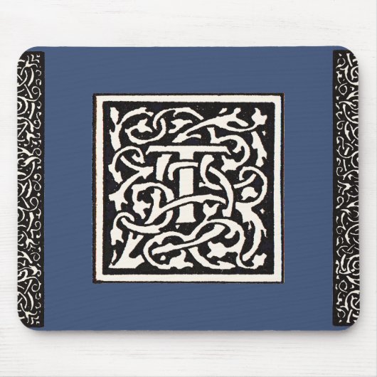 Monogram T Art Nouveau Letter Muismat (Voorkant)