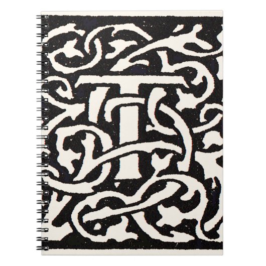 Monogram T Art Nouveau Letter Notitieboek (Voorkant)