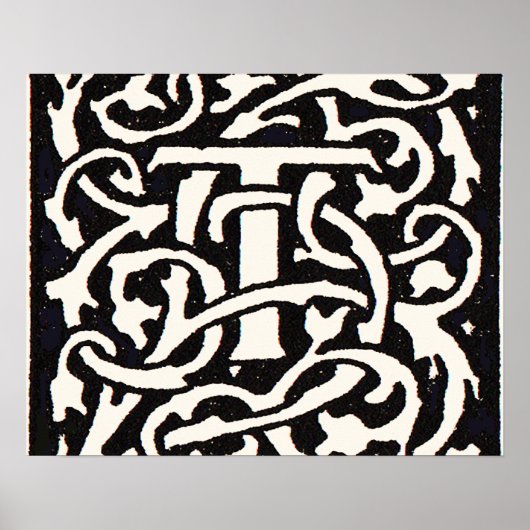 Monogram T Art Nouveau Letter Poster (Voorkant)