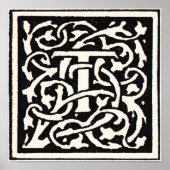 Monogram T Art Nouveau Letter Poster (Voorkant)