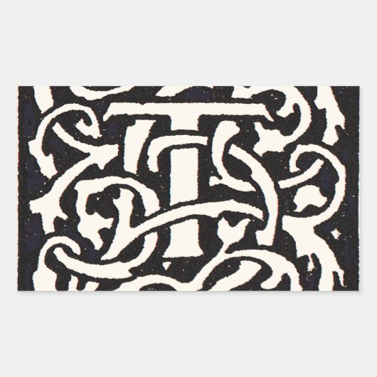  Monogram T Art Nouveau Letter Rechthoekige Sticker (Voorkant)