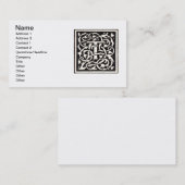 Monogram T Art Nouveau Letter Visitekaartje (Voorkant / Achterkant)