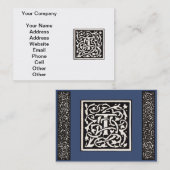  Monogram T Art Nouveau Letter Visitekaartje (Voorkant / Achterkant)