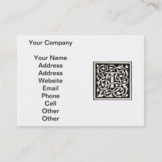 Monogram T Art Nouveau Letter Visitekaartje (Voorkant)