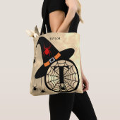 Monogram T Cloudy Witch Spiders Name All-Over Tote Bag (Dichtbij)