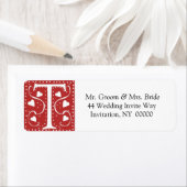 Monogram T Hearts Red White Weddenschappen Retour Etiket (Insitu)
