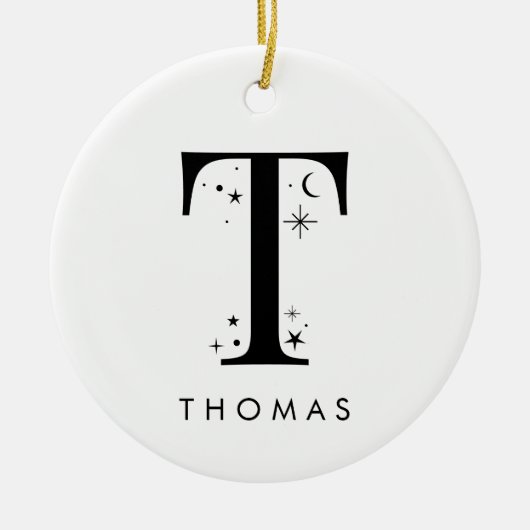 Monogram T hemelnaam Keramisch Ornament (Voorkant)