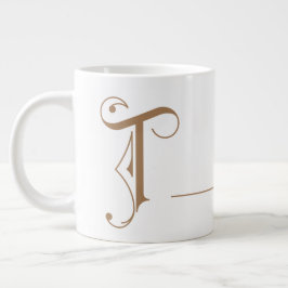 Monogram T in prachtige Scroll Typografie Grote Koffiekop