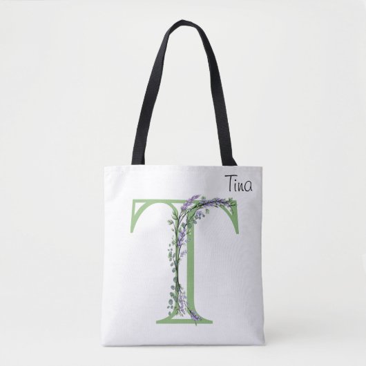 Monogram T Lavendel Eucalyptus Tote Bag (Voorkant)