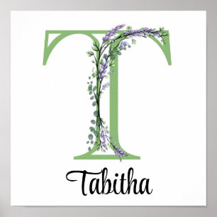 Monogram T Lavender Eucalyptus kinderkamer poster