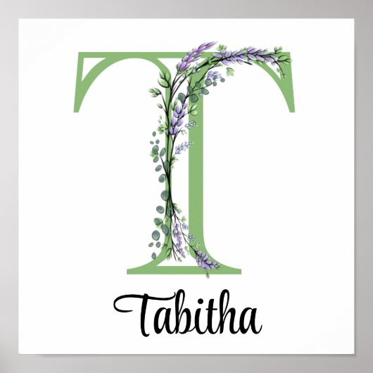 Monogram T Lavender Eucalyptus kinderkamer poster (Voorkant)
