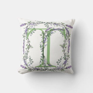 Monogram T Lavender Eucalyptus Kussen