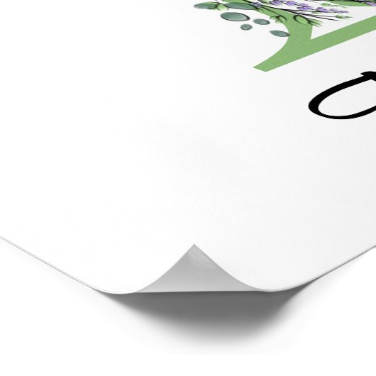 Monogram T Lavender Eucalyptus nursery Poster (Hoek)