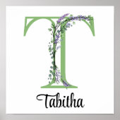 Monogram T Lavender Eucalyptus nursery Poster (Voorkant)