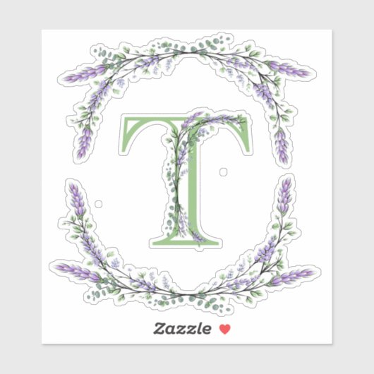 Monogram T Lavender Eucalyptus Sticker (Vel)
