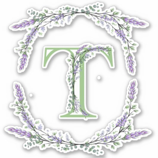 Monogram T Lavender Eucalyptus Sticker (Voorkant)
