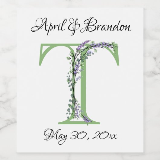 Monogram T Lavender Eucalyptus Wijn Etiket (Enkel label)
