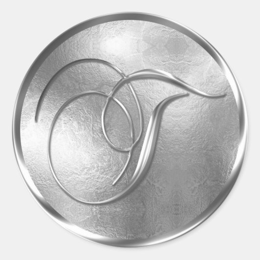Monogram T NONMETALLIC Silver Envelope Seal Ronde Sticker (Voorkant)