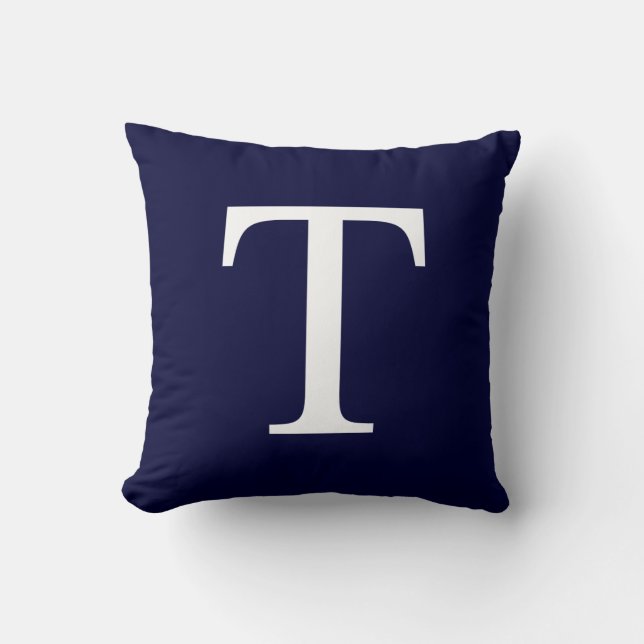 Monogram T Op Navy Blue Kussen (Voorkant)