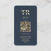 Monogram T Professional Donkerblauw Goud Modern Visitekaartje (Achterkant)