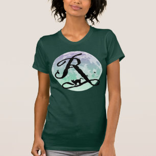 Monogram T-shirt met volledig maan en Cat R-Initia